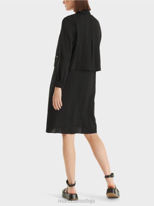 ланена јакна са стојећом крагном Marc Cain D688386 црн одећу