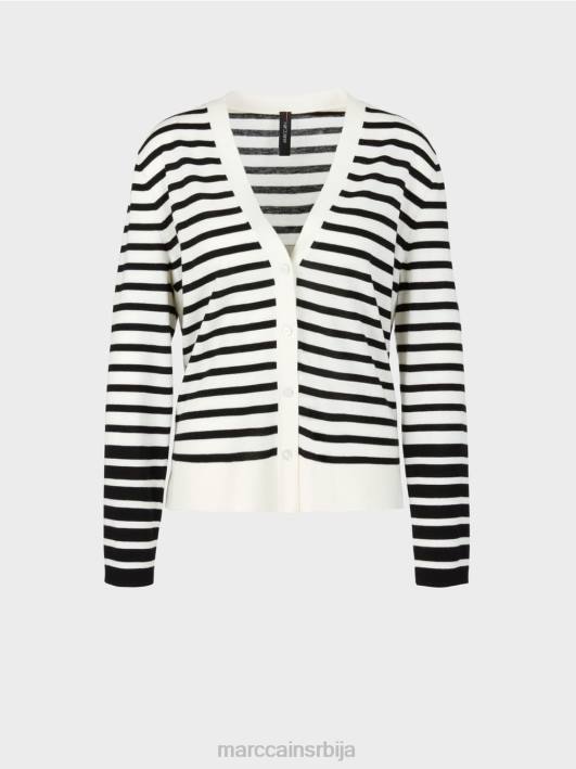 пругасти кардиган Marc Cain D688418 бело и црно одећу