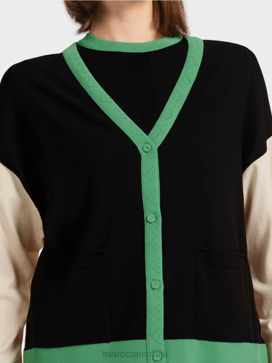 кардиган у колор блоковима „преиспитајмо заједно“. Marc Cain D688436 црн одећу