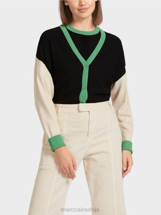 кардиган у колор блоковима „преиспитајмо заједно“. Marc Cain D688436 црн одећу