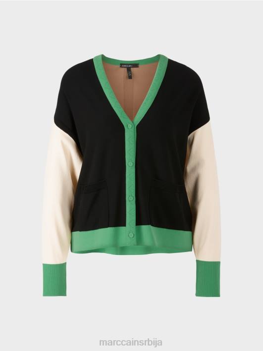 кардиган у колор блоковима „преиспитајмо заједно“. Marc Cain D688436 црн одећу