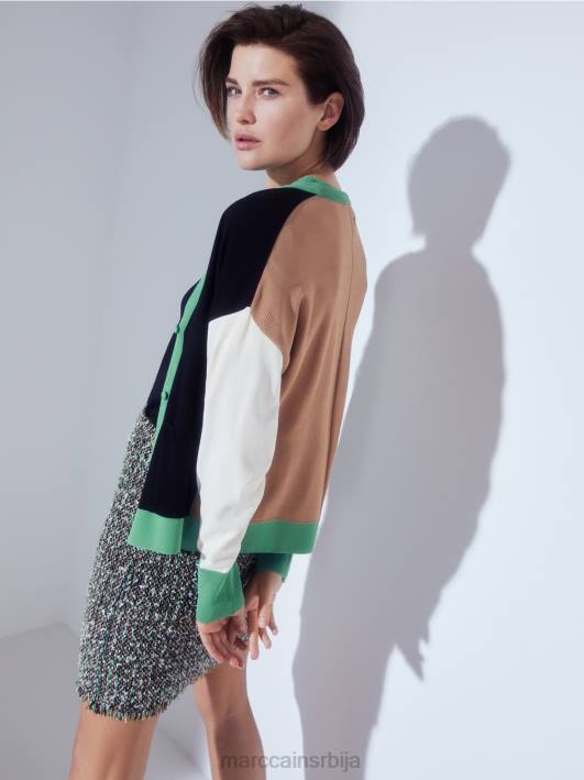 кардиган у колор блоковима „преиспитајмо заједно“. Marc Cain D688436 црн одећу