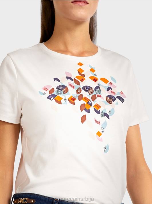 мајица са перлама и дизајном из 60-их Marc Cain D6881454 атмосферско плаво одећу