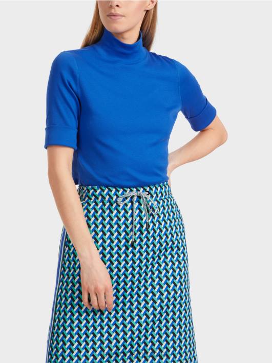 кошуља са стојећом крагном и -рукавима Marc Cain D6881232 светло краљевско плаво одећу