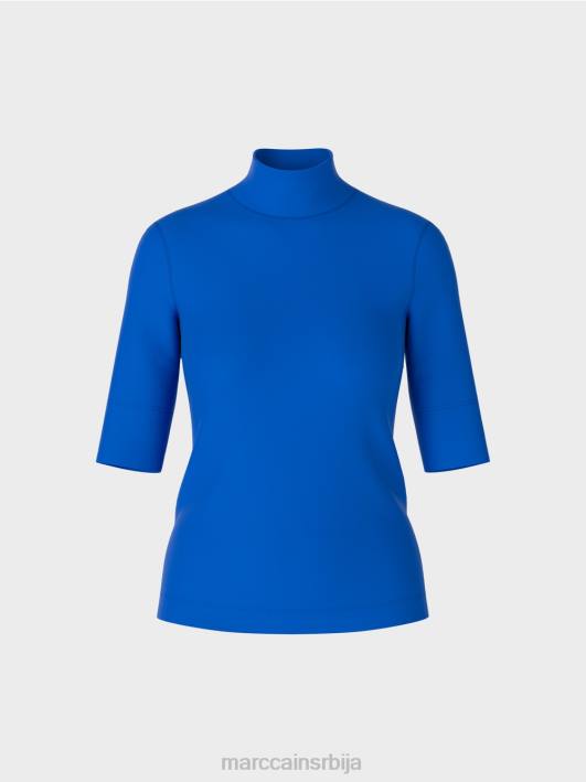 кошуља са стојећом крагном и -рукавима Marc Cain D6881232 светло краљевско плаво одећу