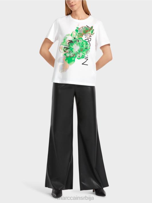 сјајна мајица "премислимо заједно". Marc Cain D6881245 бео одећу