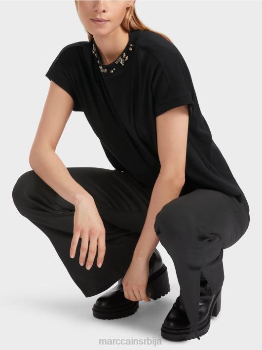 мајица са крагном од перли Marc Cain D6881251 црн одећу