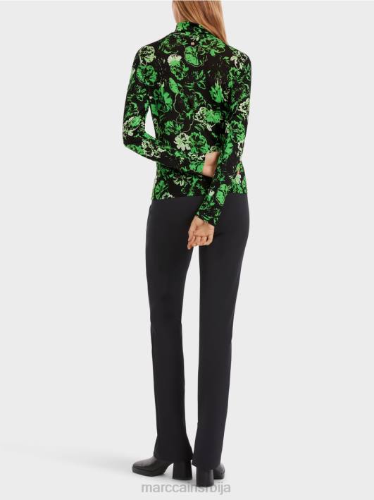 мајица са роло вратом са цветним дизајном Marc Cain D6881252 тамно зелена јабука одећу