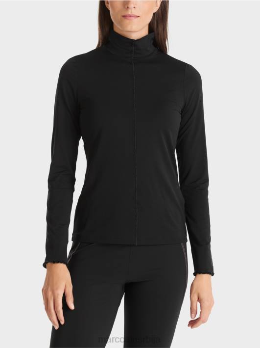 кошуља дугих рукава са стојећом крагном Marc Cain D6881266 црн одећу