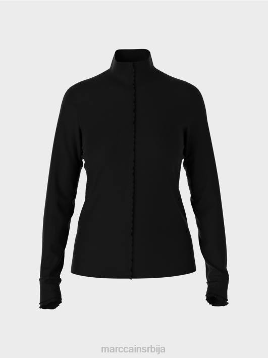 кошуља дугих рукава са стојећом крагном Marc Cain D6881266 црн одећу