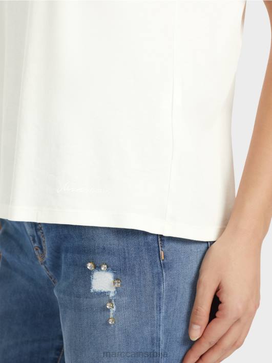мајица са крагном од перли Marc Cain D6881285 прљаво бело одећу