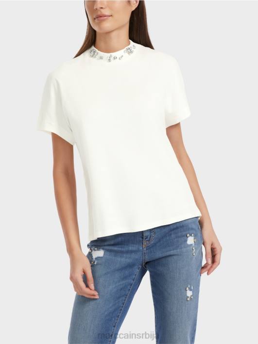мајица са крагном од перли Marc Cain D6881285 прљаво бело одећу