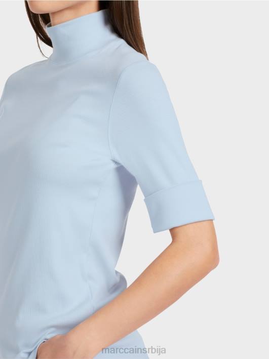 кошуља са стојећом крагном и -рукавима Marc Cain D6881297 меки прах плаве боје одећу