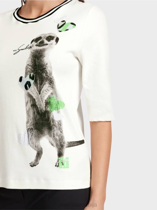мајица са животињским мотивом Marc Cain D6881302 прљаво бело одећу