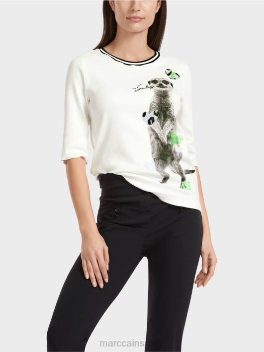 мајица са животињским мотивом Marc Cain D6881302 прљаво бело одећу