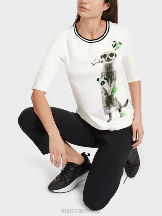 мајица са животињским мотивом Marc Cain D6881302 прљаво бело одећу