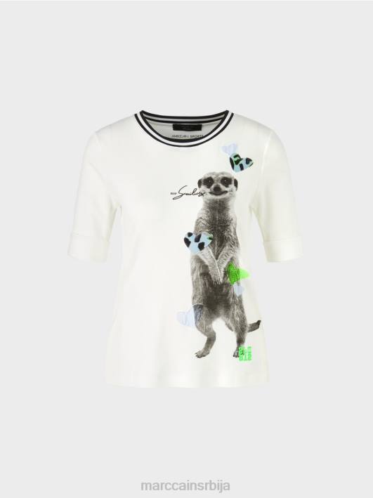 мајица са животињским мотивом Marc Cain D6881302 прљаво бело одећу
