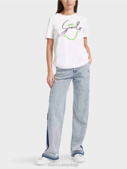 мајица са шљокицама "премислимо заједно". Marc Cain D6881304 прљаво бело одећу