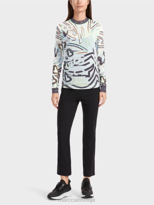 флексибилна кошуља дугих рукава од тила Marc Cain D6881306 меки прах плаве боје одећу