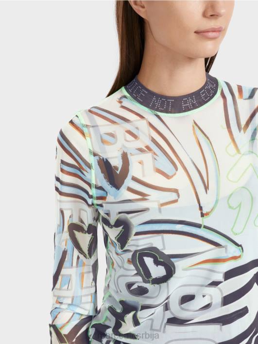 флексибилна кошуља дугих рукава од тила Marc Cain D6881306 меки прах плаве боје одећу