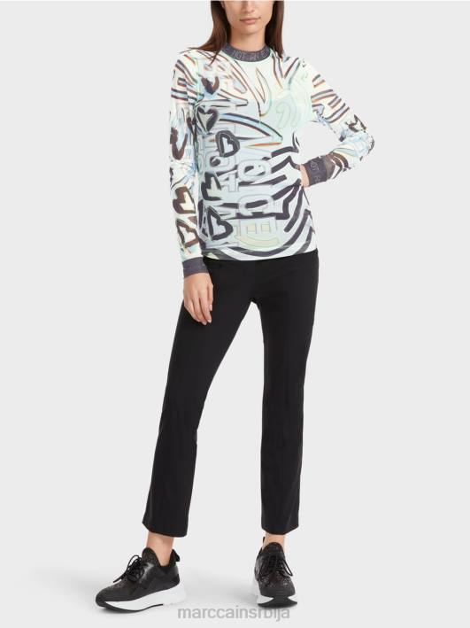 флексибилна кошуља дугих рукава од тила Marc Cain D6881306 меки прах плаве боје одећу