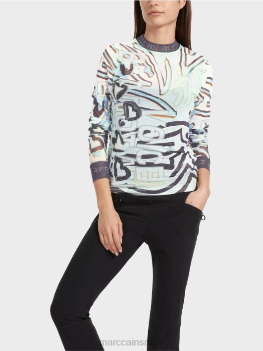 флексибилна кошуља дугих рукава од тила Marc Cain D6881306 меки прах плаве боје одећу