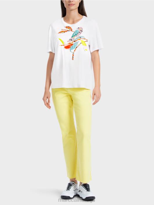 мајица са шареном апликацијом за птице Marc Cain D6881315 бео одећу