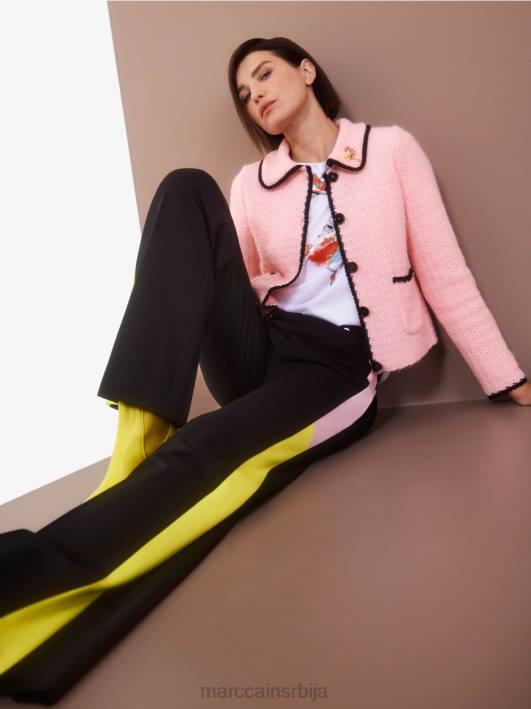 мајица са шареном апликацијом за птице Marc Cain D6881315 бео одећу