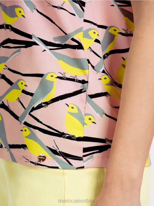 мајица са дизајном птица без рукава Marc Cain D6881316 меки пудер розе одећу