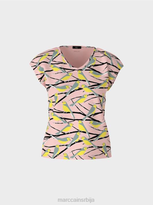 мајица са дизајном птица без рукава Marc Cain D6881316 меки пудер розе одећу