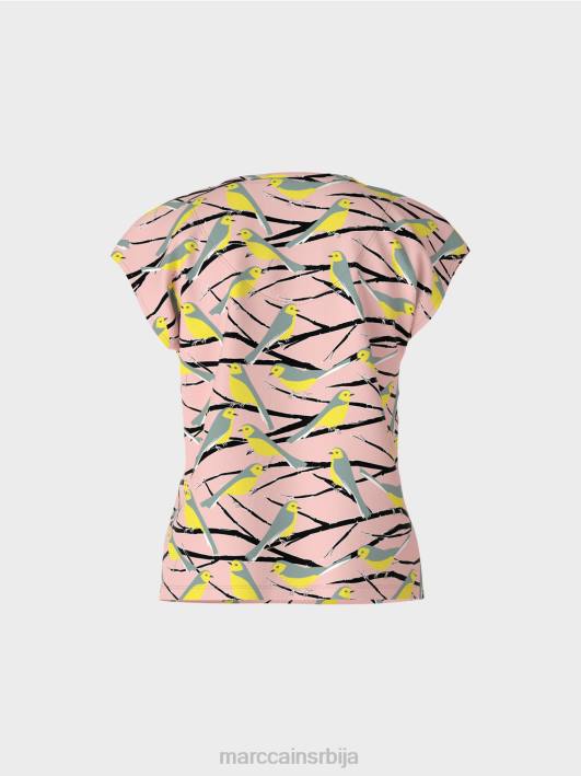 мајица са дизајном птица без рукава Marc Cain D6881316 меки пудер розе одећу