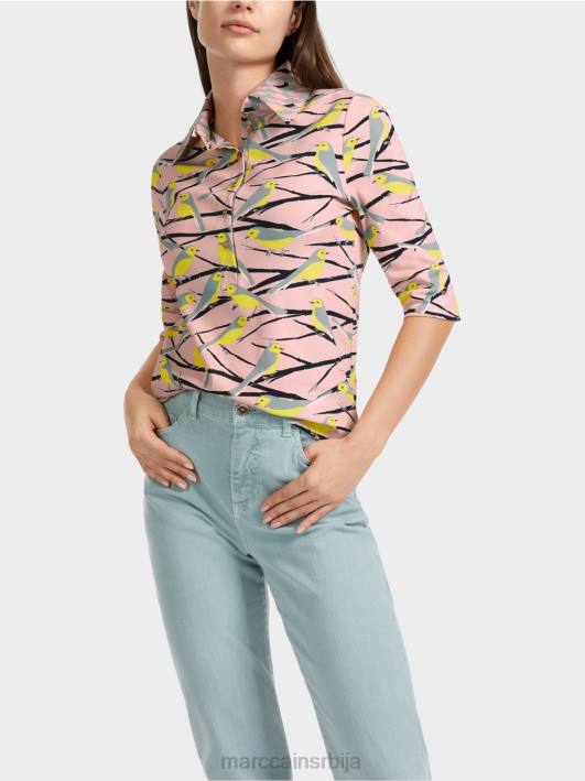 поло мајица дизајна птица Marc Cain D6881320 меки пудер розе одећу