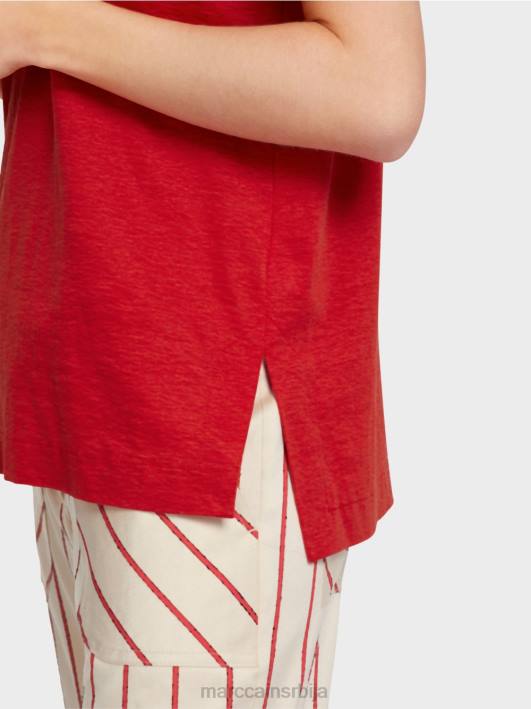 мајица у мешавини лана Marc Cain D6881377 Бордо одећу