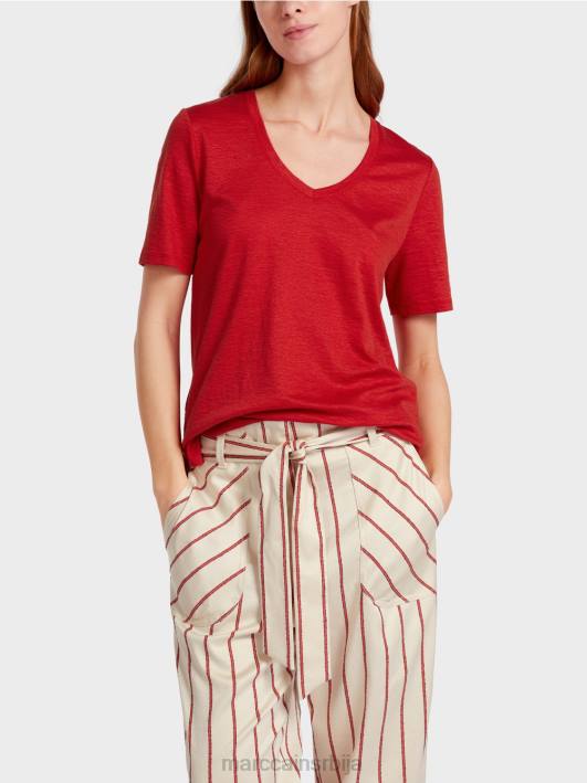 мајица у мешавини лана Marc Cain D6881377 Бордо одећу