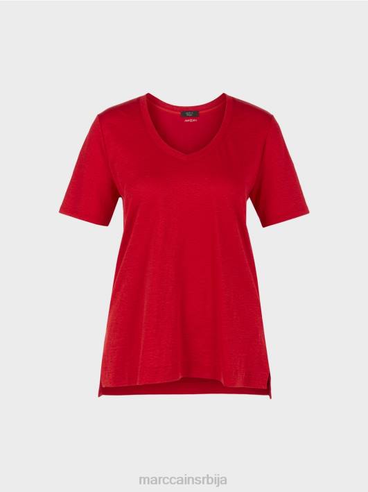 мајица у мешавини лана Marc Cain D6881377 Бордо одећу