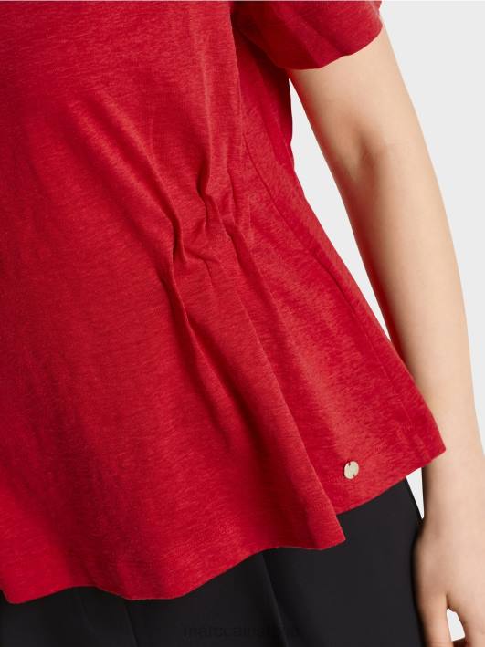 уклопљена ланена мајица Marc Cain D6881378 Бордо одећу