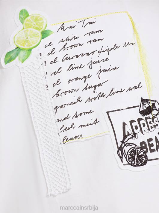 мајица са апликацијама и штампом Marc Cain D6881383 бео одећу