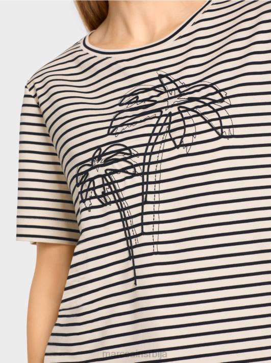 пругаста мајица са апликацијама Marc Cain D6881393 Индијски орах одећу