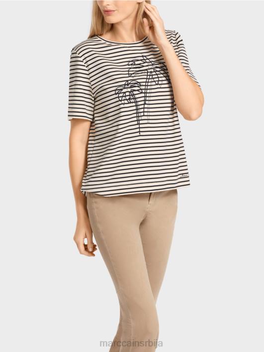 пругаста мајица са апликацијама Marc Cain D6881393 Индијски орах одећу