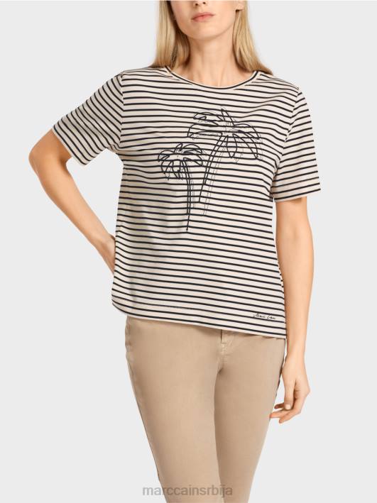 пругаста мајица са апликацијама Marc Cain D6881393 Индијски орах одећу