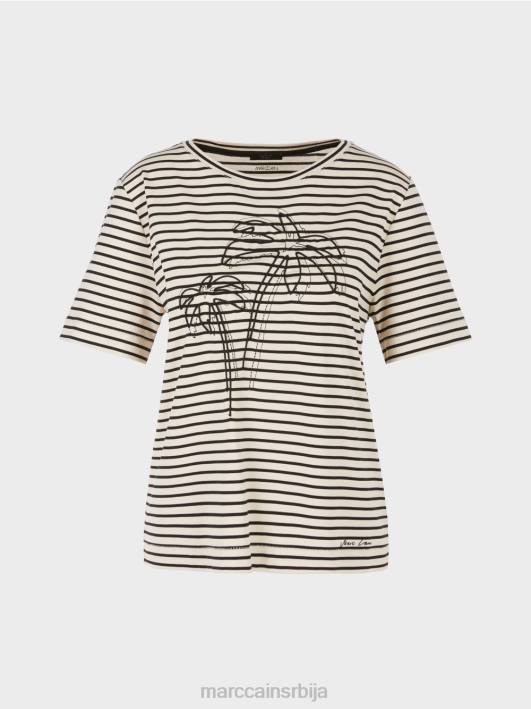 пругаста мајица са апликацијама Marc Cain D6881393 Индијски орах одећу