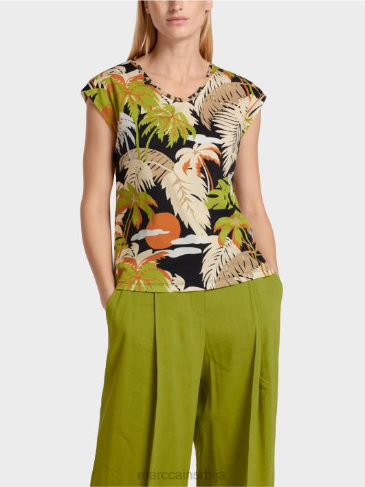 мајица са тропским принтом Marc Cain D6881394 дубоко маслинасто зелено одећу