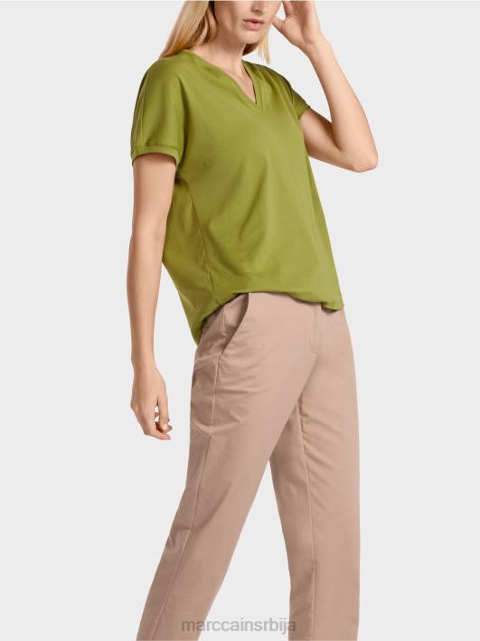 обична мајица са В-изрезом Marc Cain D6881395 дубоко маслинасто зелено одећу