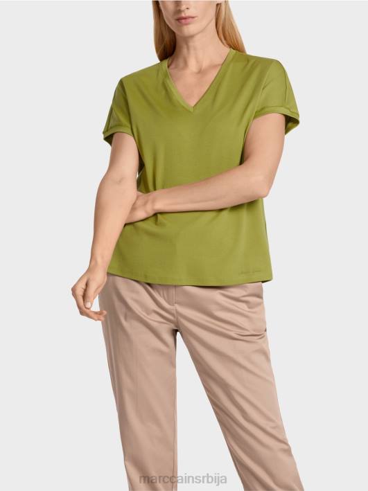 обична мајица са В-изрезом Marc Cain D6881395 дубоко маслинасто зелено одећу