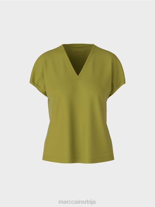 обична мајица са В-изрезом Marc Cain D6881395 дубоко маслинасто зелено одећу