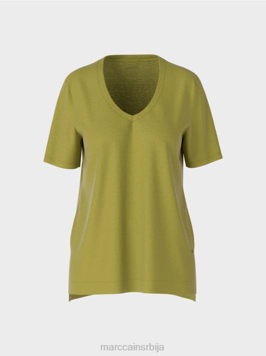 мајица у мешавини лана Marc Cain D6881398 дубоко маслинасто зелено одећу