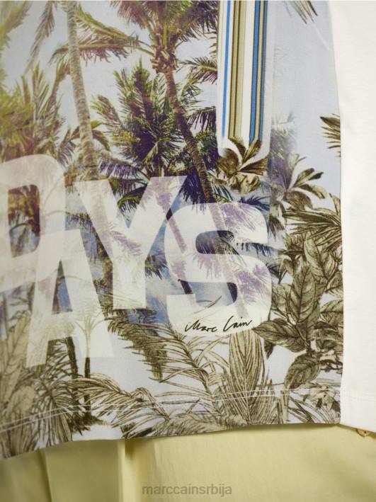 елегантна мајица у комбинацији материјала Marc Cain D6881418 азурно одећу