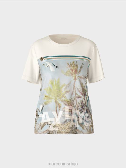 елегантна мајица у комбинацији материјала Marc Cain D6881418 азурно одећу