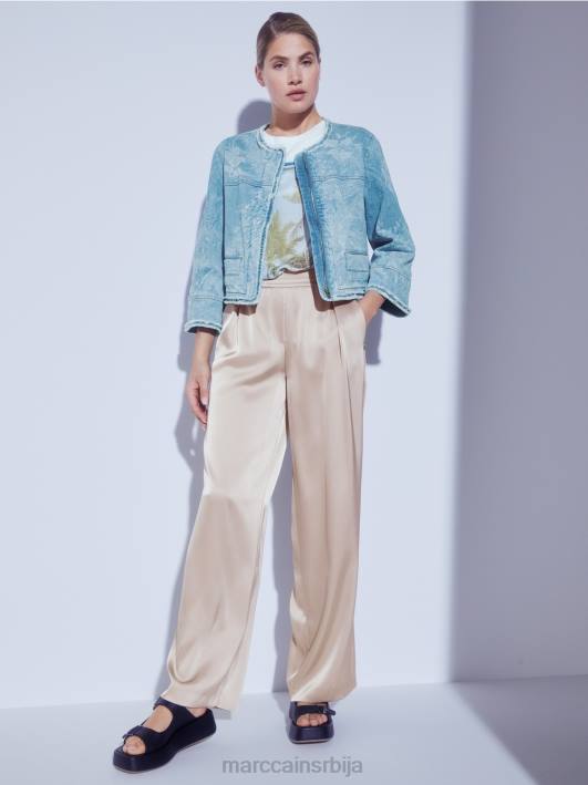 елегантна мајица у комбинацији материјала Marc Cain D6881418 азурно одећу