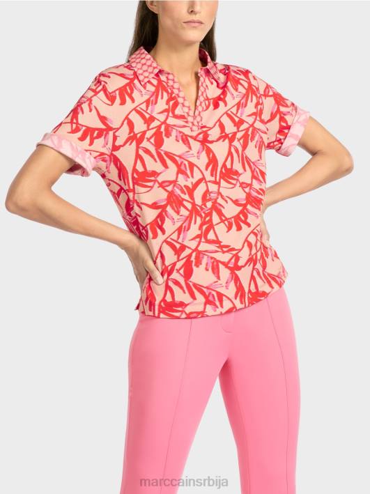 поло мајица са мешавином дезена Marc Cain D6881421 јарки тен одећу